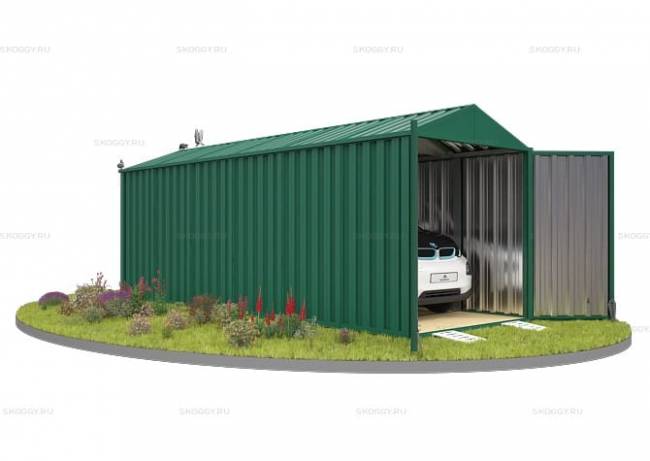 Хозблок SKOGGY секционный с двускатной крышей 6 х 2 м, зелёный мох