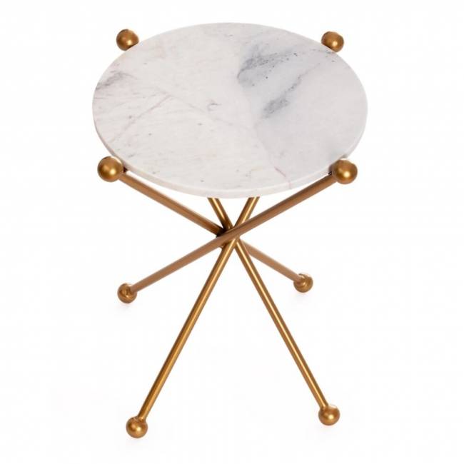 Столик кофейный Secret De Maison TRIXY ( mod. 19993 ) алюминиевый сплав/мрамор, 48*48*56 см, золотой/gold