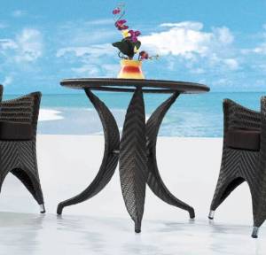 Столик кофейный "Авила" круглый, из искусственного ротанга, черный