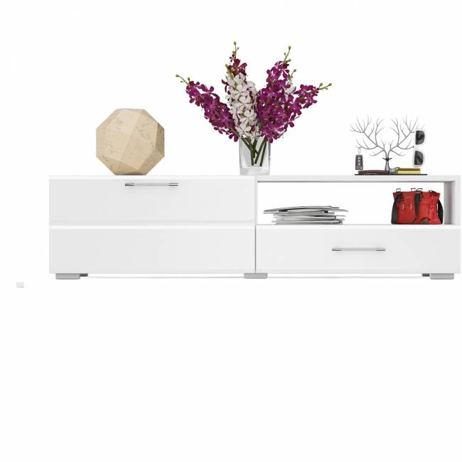 Тумба под ТВ Ларго 1,4 цвет белый/белый глянец