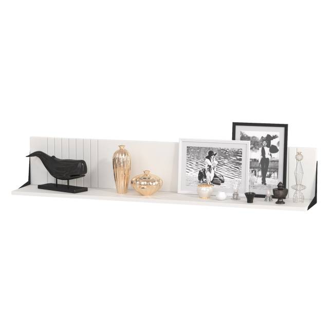 Два широких комода Валенсия и четыре навесных полки цвет белый шагрень