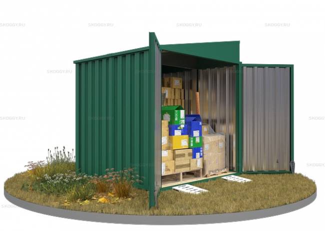Хозблок SKOGGY секционный с односкатной крышей 2 х 2 м, зелёный мох