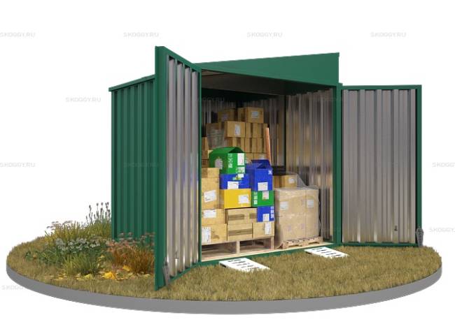 Хозблок SKOGGY секционный с односкатной крышей 2 х 2 м, зелёный мох