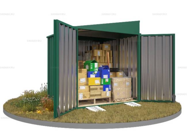 Хозблок SKOGGY секционный с односкатной крышей 2 х 2 м, зелёный мох