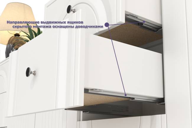 Комод-тумба под ТВ с полкой и пенал со стеклом Валенсия цвет белый шагрень