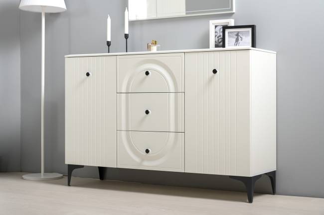 Комод с сервантом Валенсия цвет белый шагрень Комод с сервантом Валенсия цвет белый шагрень