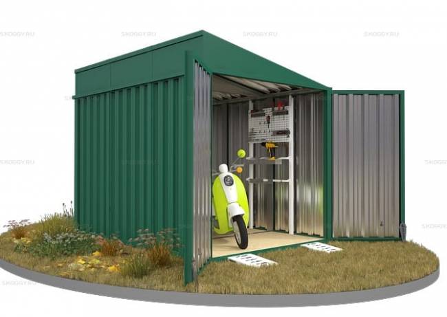 Хозблок SKOGGY секционный с односкатной крышей 3 х 2 м, зелёный мох