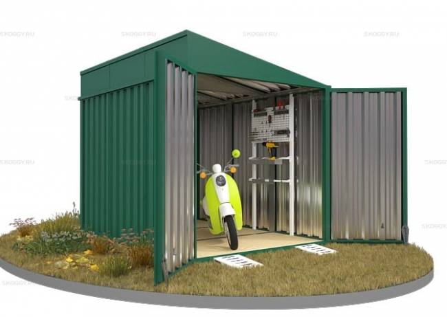 Хозблок SKOGGY секционный с односкатной крышей 3 х 2 м, зелёный мох