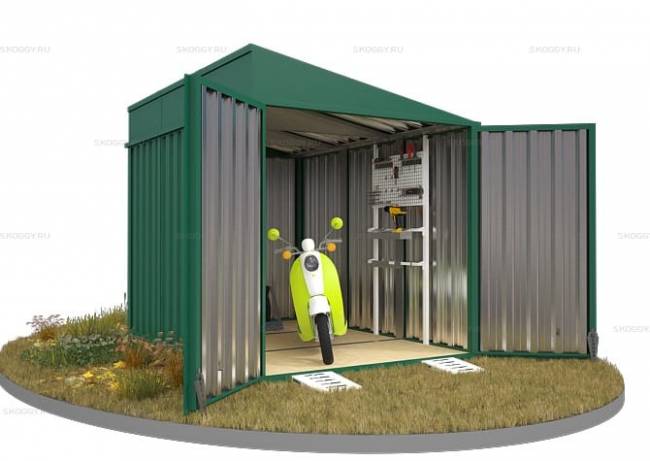 Хозблок SKOGGY секционный с односкатной крышей 3 х 2 м, зелёный мох