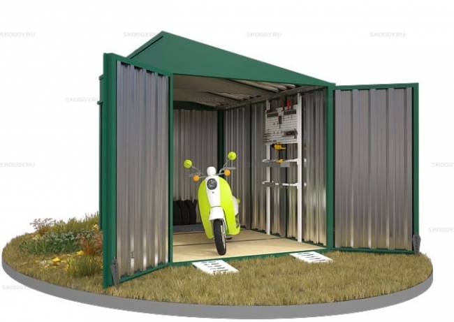 Хозблок SKOGGY секционный с односкатной крышей 3 х 2 м, зелёный мох