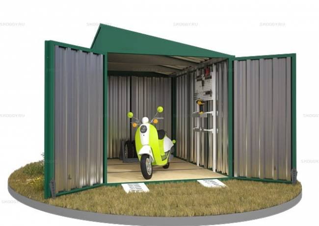 Хозблок SKOGGY секционный с односкатной крышей 3 х 2 м, зелёный мох