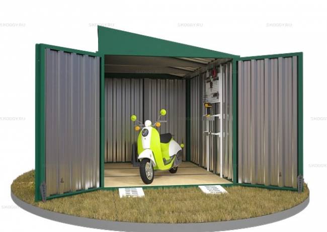 Хозблок SKOGGY секционный с односкатной крышей 3 х 2 м, зелёный мох