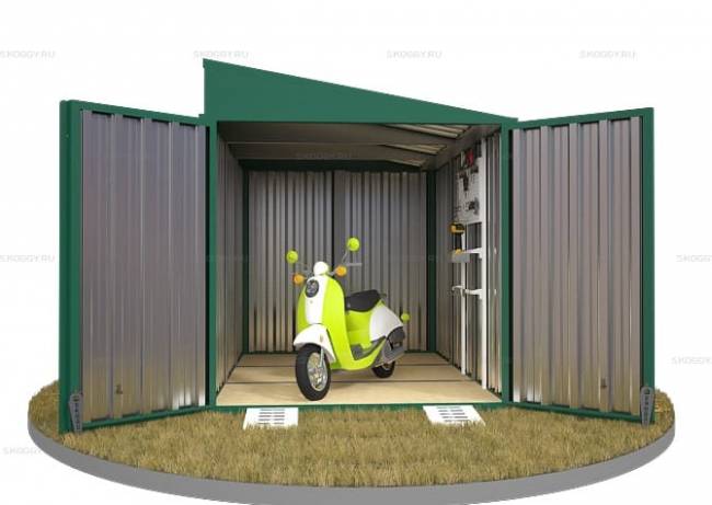 Хозблок SKOGGY секционный с односкатной крышей 3 х 2 м, зелёный мох