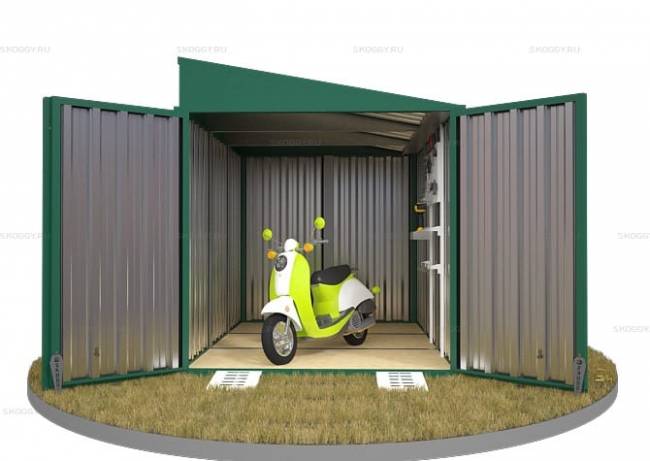 Хозблок SKOGGY секционный с односкатной крышей 3 х 2 м, зелёный мох