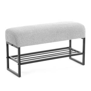 Банкетка-обувница Charli Lux/Чарли Люкс велюр/букле, VT shape silver серый велюр/букле