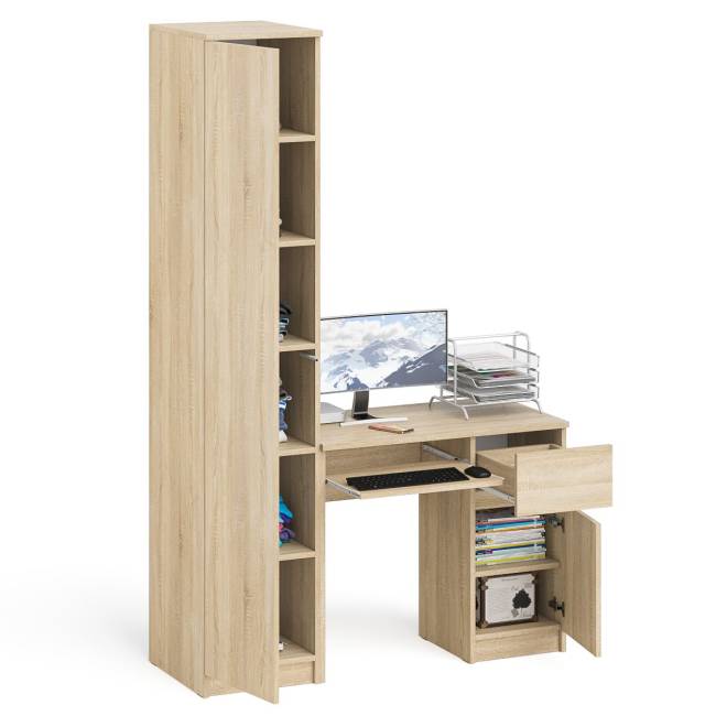 Компьютерный стол МС-1 правый с пеналом на 400 Мори цвет дуб сонома