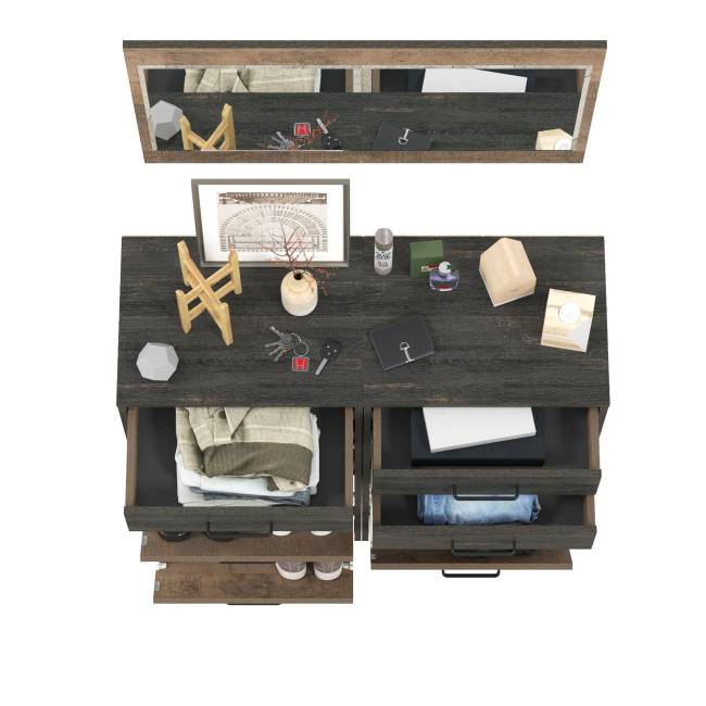 Зеркало Трувор с двумя обувницами с ящиками цвет дуб гранж песочный/интра