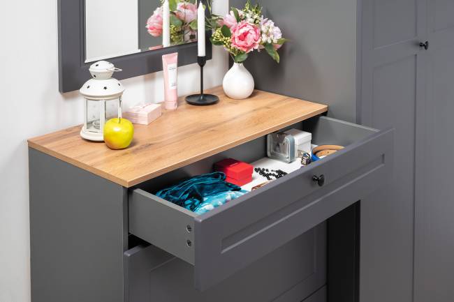 Две тумбы для обуви Остин цвет белый шагрень/серый графит/дуб крафт золотой