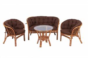 Комплект кофейный из нат. ротанга "Багама" S, коньяк