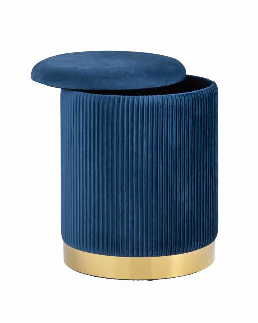 Пуф Шарлотта с ящиком велюр синий