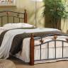 Кровать AT-126 дерево гевея/металл, 90*200 см (Single bed), красный дуб/черный дуб темный дерево гевея/металл