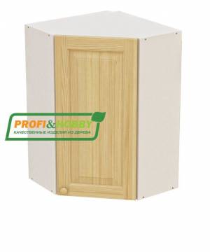 Шкаф навесной угловой 610х610х960 + фасад сосна бесцветный лак