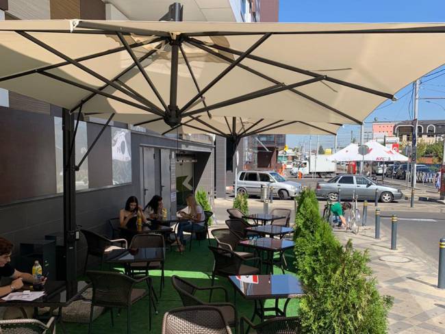 Зонт профессиональный двухкупольный 3х6 м Alu Double Dark антрацит, слоновая кость 3000х6000 мм