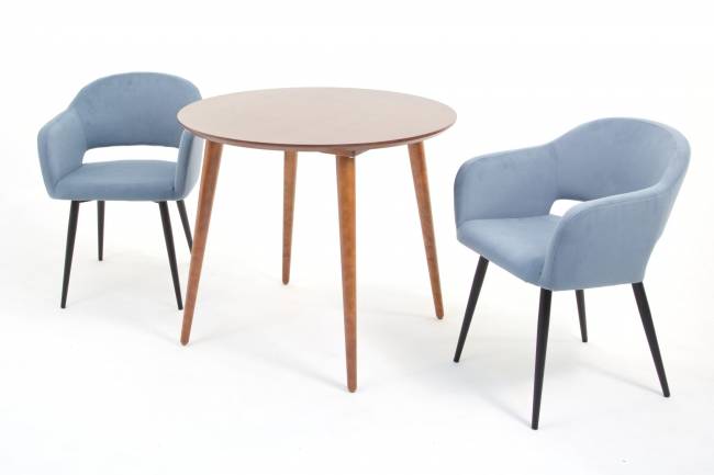 Стол Монте К 100 орех с креслами Пичч велюр синий