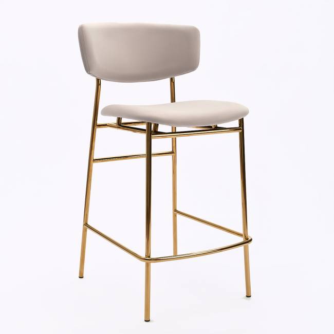 Дизайнерский полубарный стул Marko серый, основание золото Дизайнерский полубарный стул Marko серый, основание золото