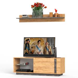 ТВ Тумба с полкой Арчи № 7 цвет дуб крафт золотой/камень тёмный ТВ Тумба с полкой Арчи № 7 цвет дуб крафт золотой/камень тёмный