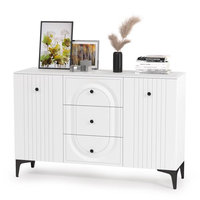 Два комода для аппаратуры с полками и пенал со стеклом Валенсия цвет белый шагрень Два комода для аппаратуры с полками и пенал со стеклом Валенсия цвет белый шагрень