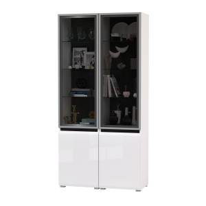 Горка Сидней из двух шкафов-витрин цвет белый/чёрный/МДФ белый глянец Горка Сидней из двух шкафов-витрин цвет белый/чёрный/МДФ белый глянец