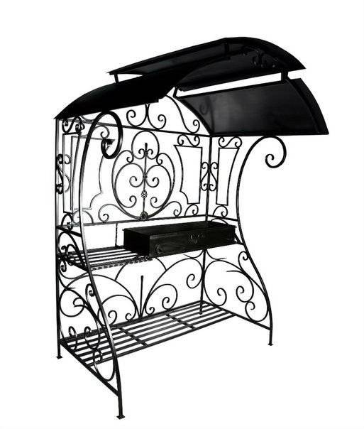 Кованый мангал для дачи с крышей "Фазенда"