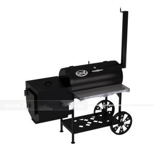 Гриль-Смокер казан XL, из стали толщиной 4 мм, печь слева, в термостойкой покраске