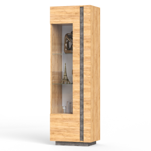 Шкаф-витрина с подсветкой Арчи 03.263 цвет дуб крафт золотой/камень тёмный Шкаф-витрина с подсветкой Арчи 03.263 цвет дуб крафт золотой/камень тёмный