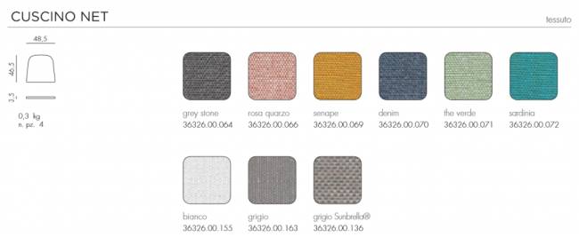 Подушка для кресла Net серый Sunbrella 460х485х35 мм