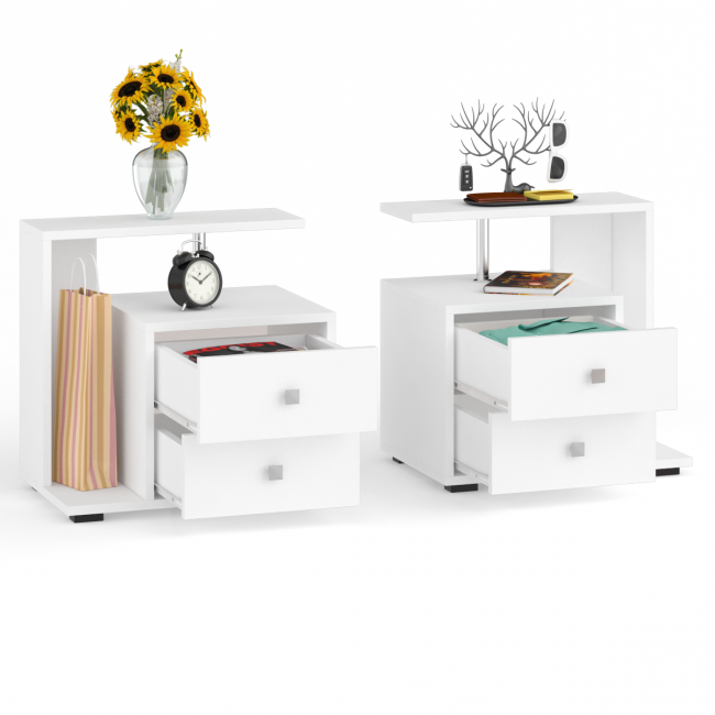 Комплект прикроватных тумб Камелия (левая + правая) цвет белый