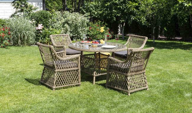 "Доппио" обеденная группа плетеная, цвет соломенный "Доппио" обеденная группа плетеная, цвет соломенный