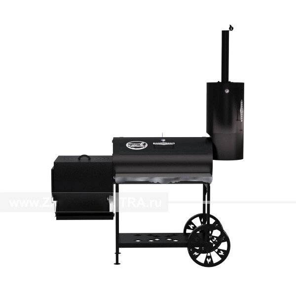 Гриль-Смокер казан XXL, из стали толщиной 4 мм, печь слева, в термостойкой покраске