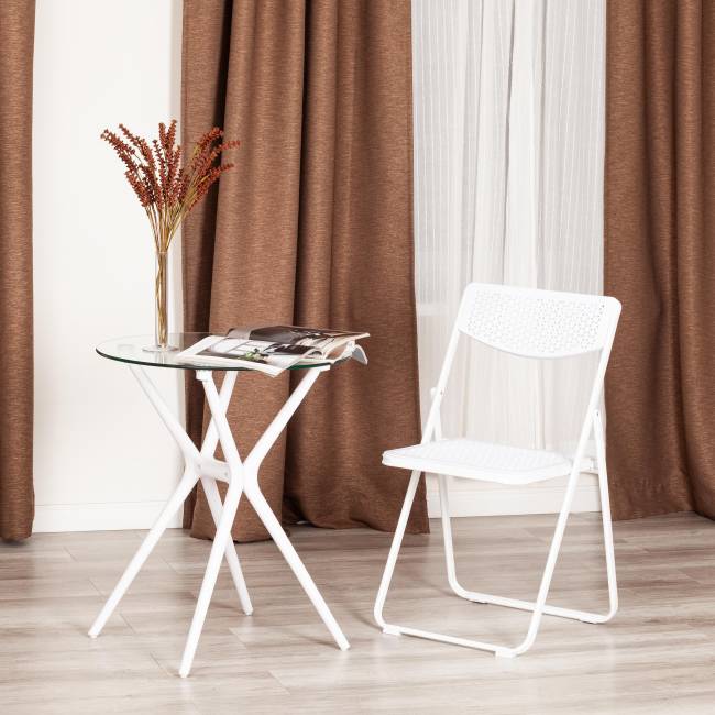 Стул складной FOLDER (mod. 3016) каркас: металл, сиденье/спинка: пластик, 48,5 х 48 х 82,5 см, white (белый) (Комплект из 6 шт.) белый каркас: металл, сиденье/спинка: пластик