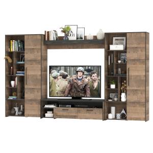 Большая стенка в гостиную в лофт стиле Трувор № 75 цвет дуб гранж песочный/интра