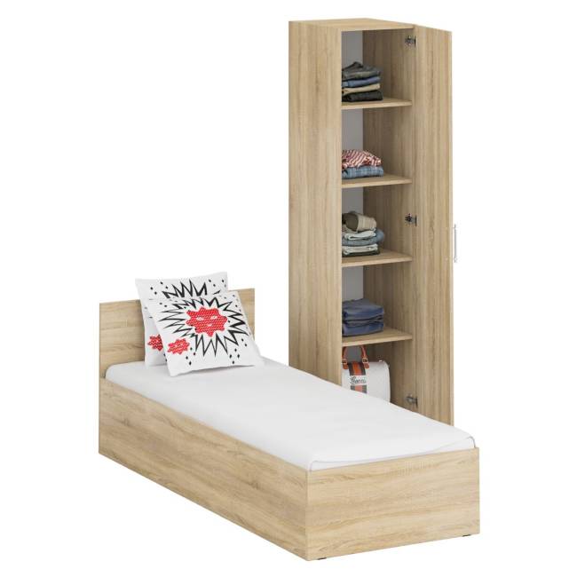 Кровать односпальная 800 с пеналом Стандарт цвет дуб сонома Кровать односпальная 800 с пеналом Стандарт цвет дуб сонома