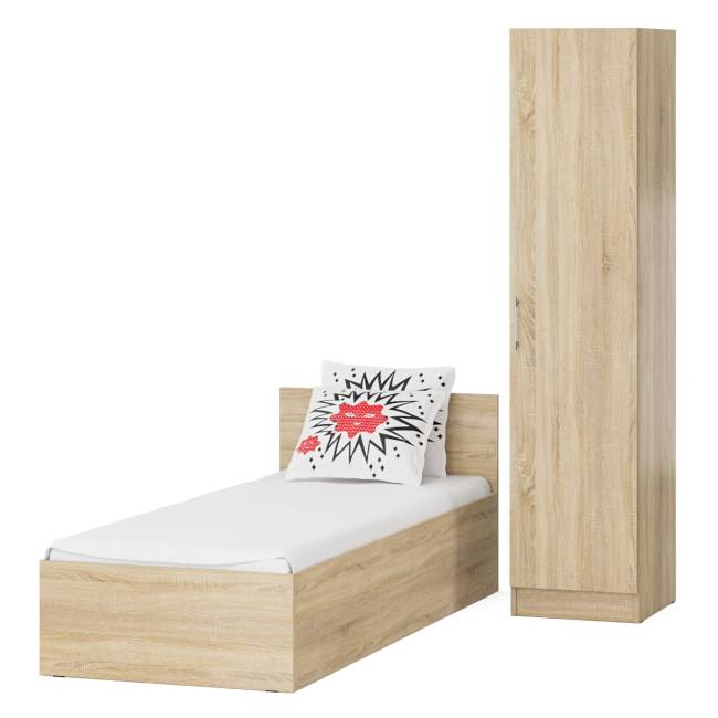 Кровать односпальная 800 с пеналом Стандарт цвет дуб сонома Кровать односпальная 800 с пеналом Стандарт цвет дуб сонома