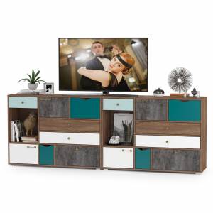 Две тумбы-комода Вайс цвет морское дерево винтаж/камень тёмный/бензин/мята/белый премиум Две тумбы-комода Вайс цвет морское дерево винтаж/камень тёмный/бензин/мята/белый премиум