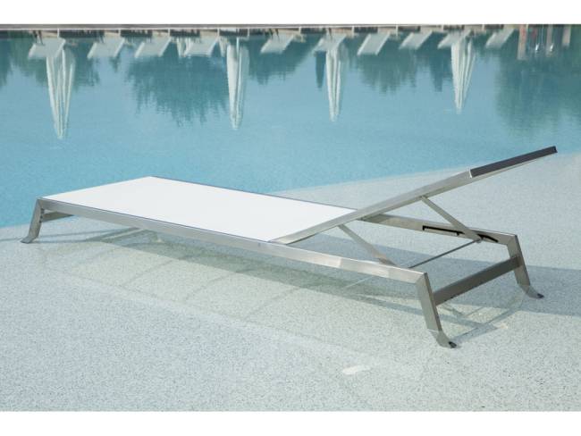 Шезлонг-лежак металлический Zen белый 2030х650х290 мм
