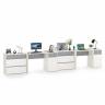 Два письменных стола и два комода Торонто цвет белый шагрень/стальной серый