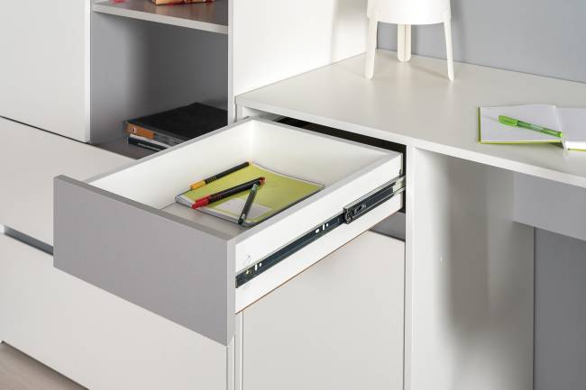 Два письменных стола и два комода Торонто цвет белый шагрень/стальной серый