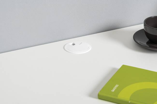 Два письменных стола и два комода Торонто цвет белый шагрень/стальной серый