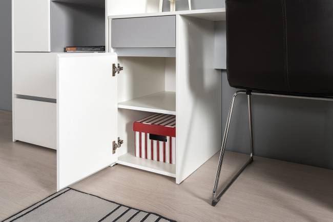 Два письменных стола и два комода Торонто цвет белый шагрень/стальной серый