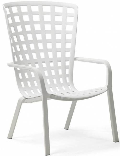 Лаунж-кресло пластиковое с подушкой Folio белый, бежевый 720х810-925х1130-1065 мм